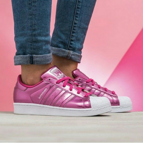 NEW Adidas Superstar Pink Metallic Lace-up Sneaker NEW Adidas Superstar Pink Metallic Lace-up Sneaker